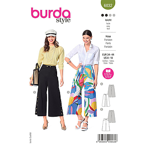 Patron Burda 6032 - Pantalons avec pans latéraux du 36 au 46 (FR)