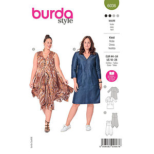Patron Burda 6036 - Robe avec variations du 46 au 56 (FR)
