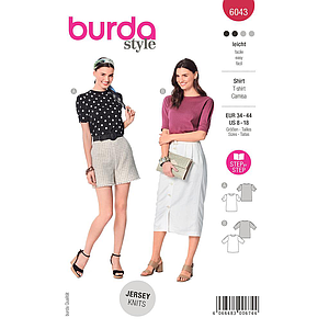 Patron Burda 6043 - Tops épurés avec manches à plis du 36 au 46 (FR)#