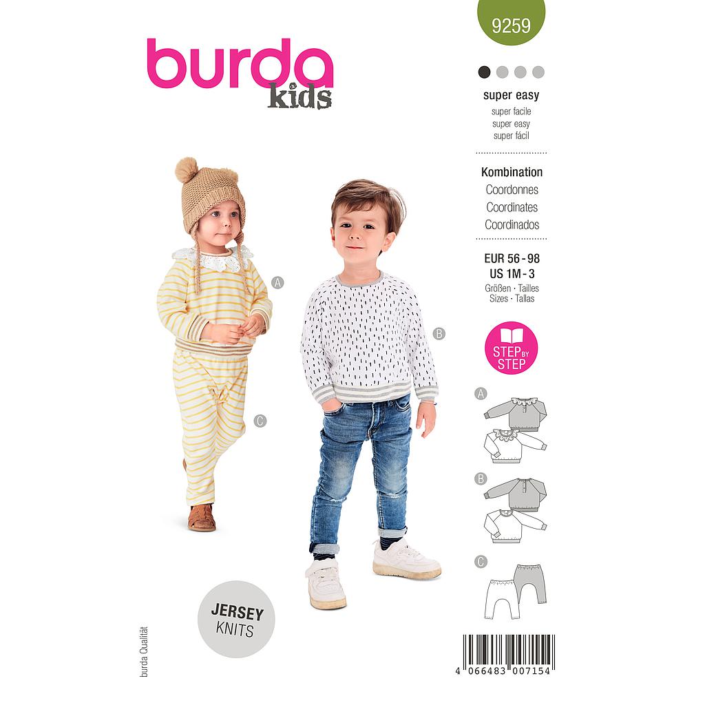 [B9259] Patron Burda 9259 - Ensemble Tee- shirt et Pantalon bébé de 56 à 98 cm 