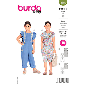 Patron Burda 9265 - Combinaisons pantalon ou short ruchés Fille de 104 à 146 cm#