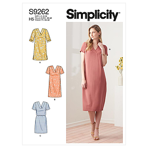 Patron Simplicity 9262 - Robe droite, décolleté V du 34 au 52 (FR)