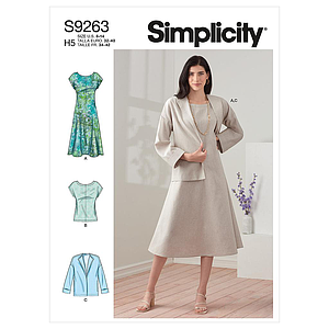 Patron Simplicity 9263 - Ensemble Robe, Veste et Top Femme du 34 au 52 (FR)