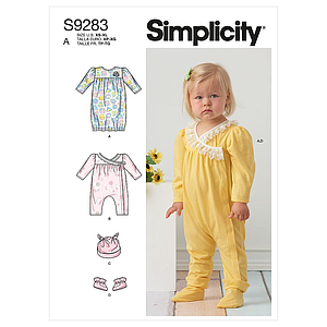 Patron Simplicity 9283 - Ensemble tricot Bébé, combinaison , chaussons et bonnet de 0 à 24 mois