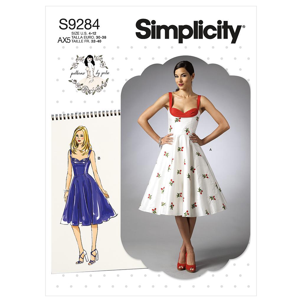 Patron Simplicity 9284 - Robe Femme avec haut ajusté et décolleté cœur du 32 au 48 (FR)