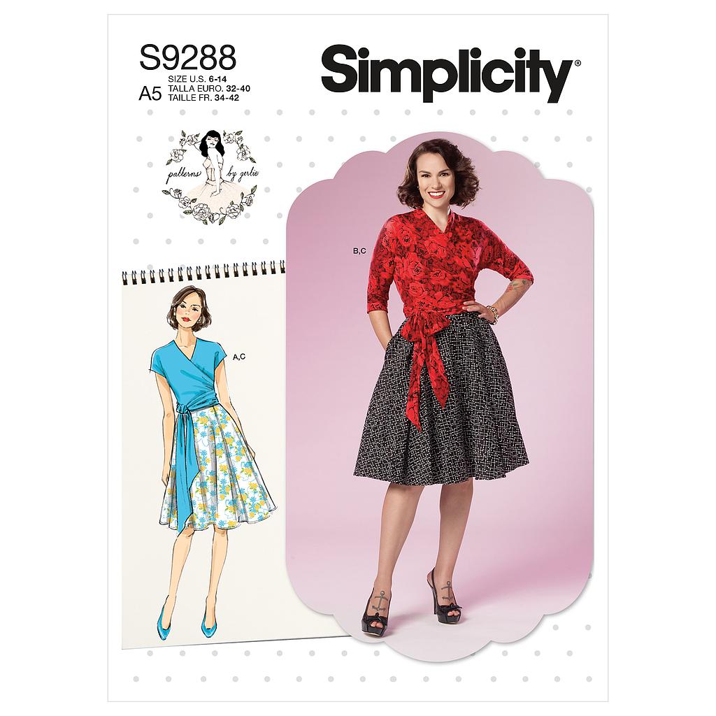 Patron Simplicity 9288 - Ensemble Femme, Top portefeuille et Jupe évasée du 34 au 50 (FR)