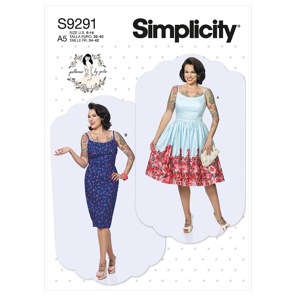 Patron Simplicity 9291 - Robe à découpes princesses avec bas ajusté ou évasé du 34 au 50 (FR)