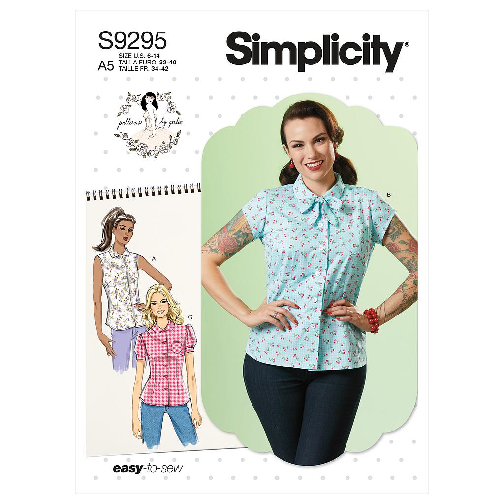 Patron Simplicity 9295 - Chemise ajustée avec variations de cols et manches du 34 au 50 (FR)