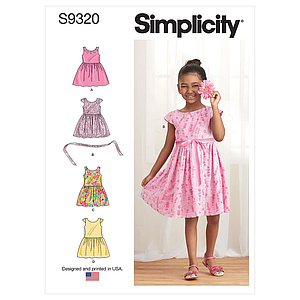 Patron Simplicity 9320 - Robe Enfant froncée sous la taille de 2 à 8 ans (89 à 132 cm)