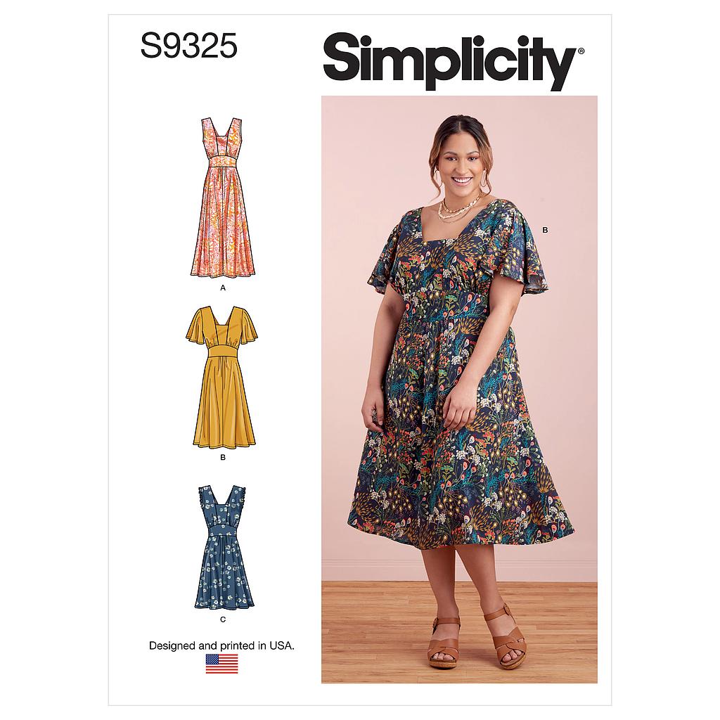 Patron Simplicity 9325 - Robe avec haut ajusté et empiècement taille du 38 au 56 (FR)