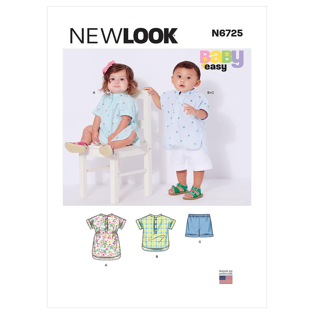 Patron New Look 6725 -  Ensemble Bébé (NB-S-M-L)