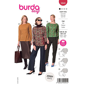 Patron Burda 5940 - Pull à encolure arrondie du 36 au 50 (FR)