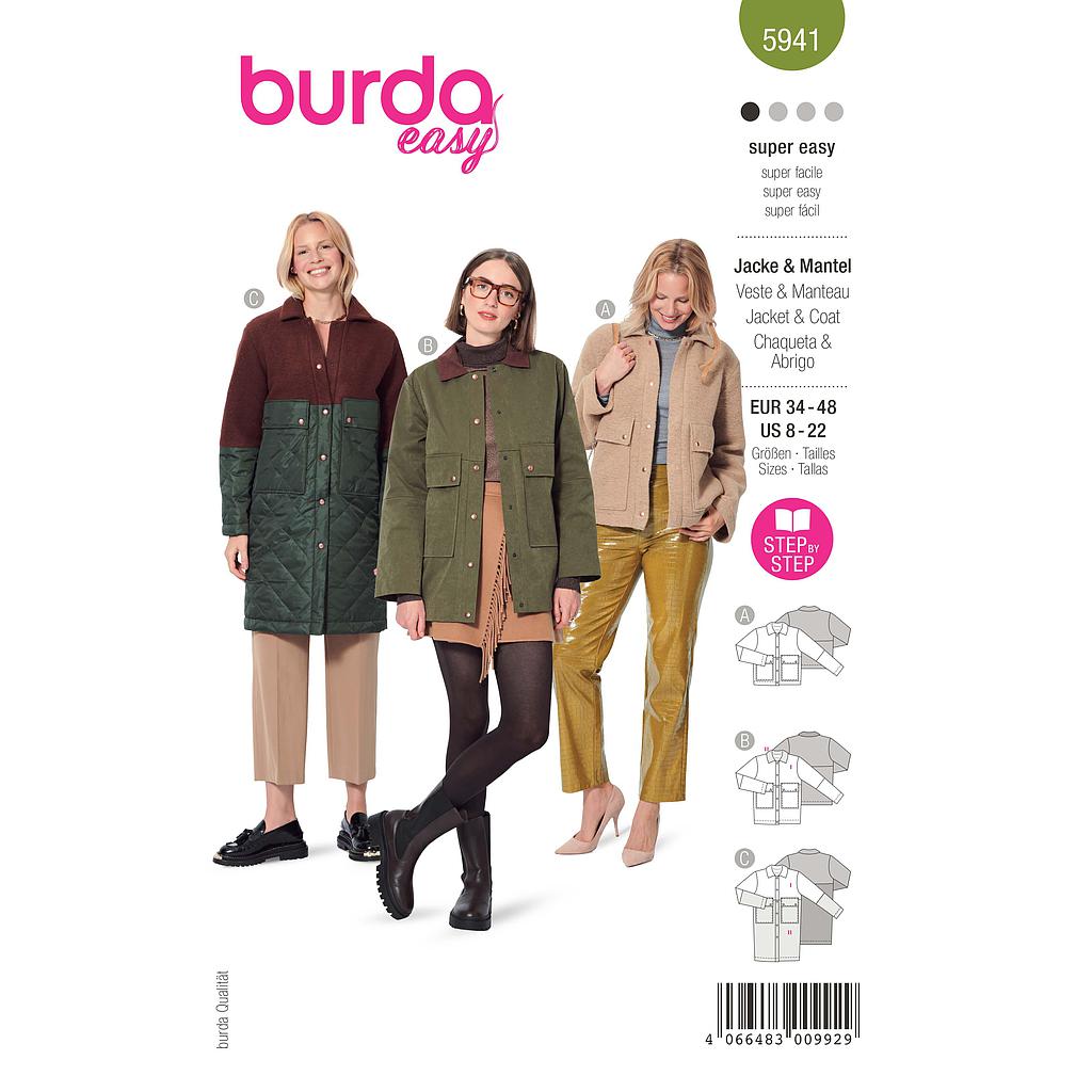Patron Burda 5941 - Veste sportive &amp; manteau classique du 36 au 50 (FR)