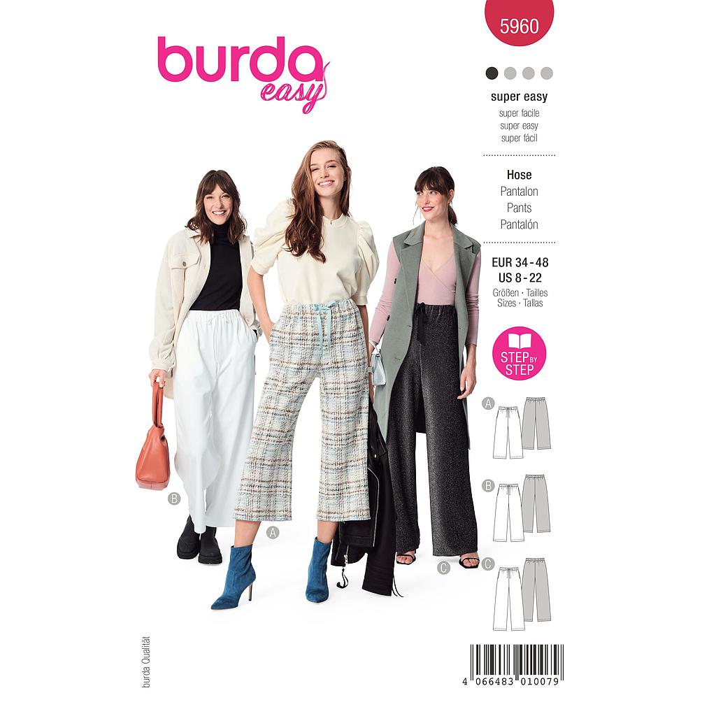 Patron Burda 5960 - Pantalon ultra pratique avec coupe droite du 36 au 50 (FR)