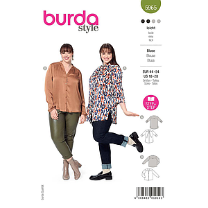 Patron Burda 5965 - Blouse avec empiècement d'épaule et col droit de 46 à 56 (FR)