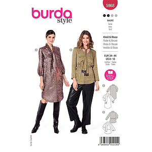 Patron Burda 5968 - Robe & blouse avec encolure en V et châle du 36 au 46 (FR)