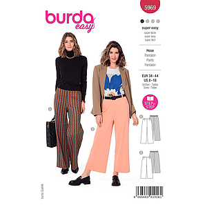 Patron Burda 5969 - Pantalon avec coulisse dos élastique, jambes amples du 36 au 46 (FR)