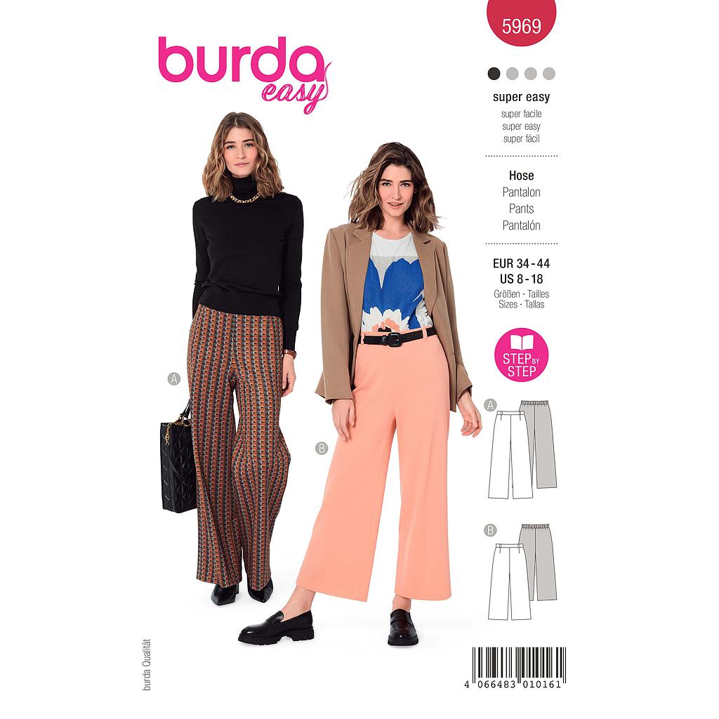[B5969] Patron Burda 5969 - Pantalon avec coulisse dos élastique, jambes amples du 36 au 46 (FR)
