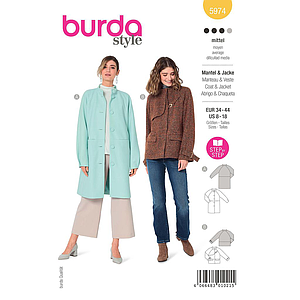 Patron Burda 5974 - Veste & manteau à manches raglan et col droit du 36 au 46 (FR)