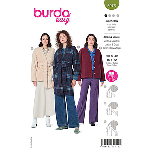Patron Burda 5976 - Veste & manteau dcontractés, sans col et avec encolure en V du 36 au 50 (FR)