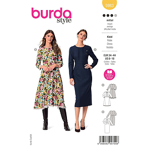 Patron Burda 5983 - Robe avec ceinture de taille et jupe ample ou droite du 36 au 46 (FR)