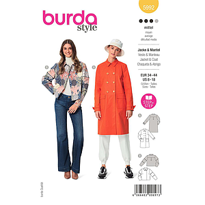 Patron Burda 5992 - Veste &  manteau avec double rang de boutonnage du 36 au 46 (FR)