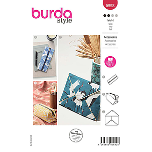 Patron Burda 5993 - Trousse, étui, pochette pour ustensiles d'écriture ou produits de cosmétiques
