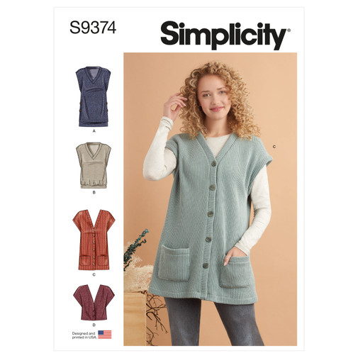 [S9374] Patron Simplicity 9374 - Gilets en tricot pour femme du 32 au 54 FR