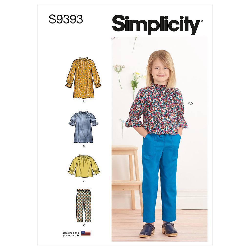 Patron Simplicity 9393 - Robe, tunique, haut et pantalon pour enfant 3 à 8 ans