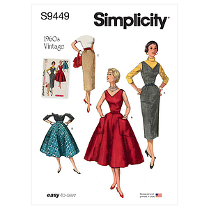 Patron Simplicity 9449 - Robe, pull et jupes pour femme du 34 au 52 FR