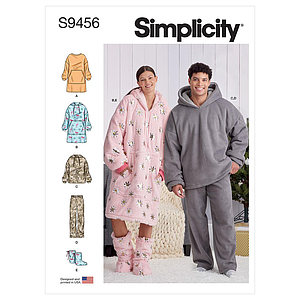 Patron Simplicity 9456 - Sweats à capuche, pantalons et chaussons surdimensionnés unisexes du 40 au 58 FR