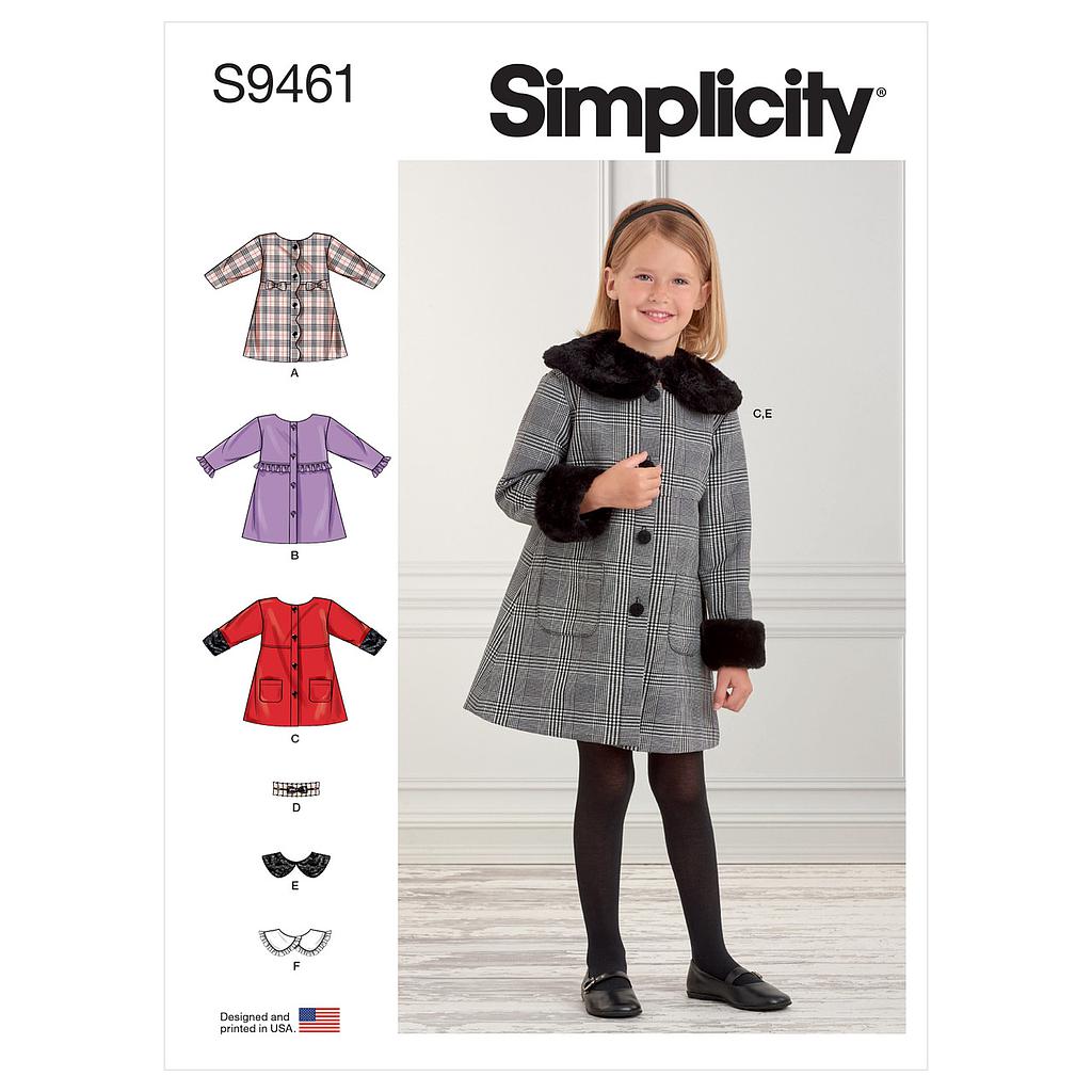 Patron Simplicity 9461 - Manteau pour enfant du 3 au 8 ans