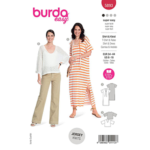 Patron Burda 5893 - Robe et un tee-shirt en tissu mailles du 34 au 44 (FR)