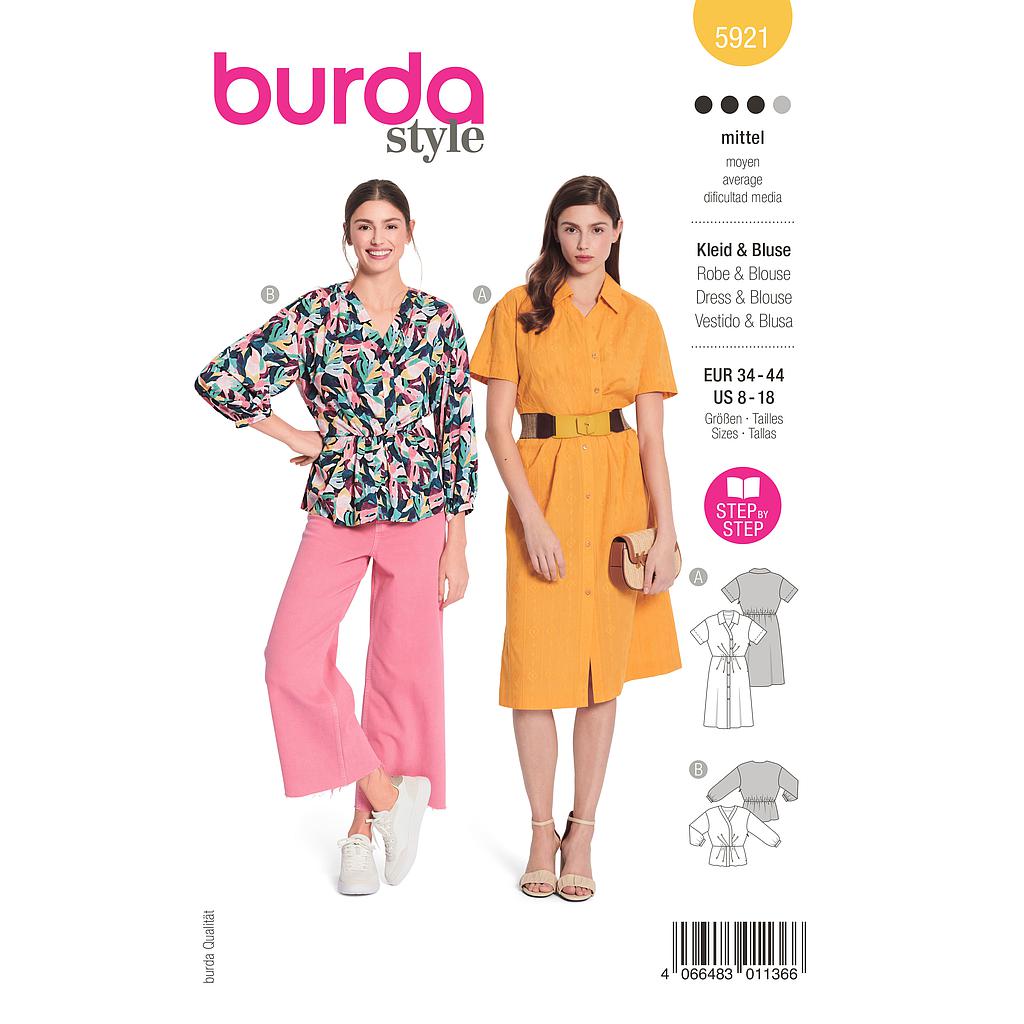 Patron Burda 6023 - Robe et de la blouse du 34 au 44 (FR)