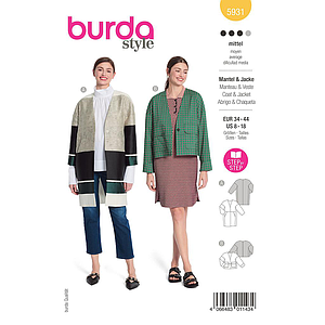 Patron Burda 5931 - Manteau et une veste coupe élégante du 34 au 44 (FR)