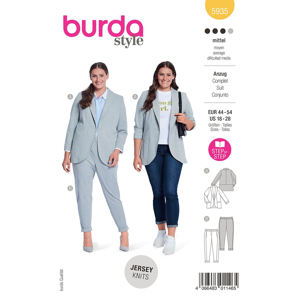 Patron Burda 5935 - Costume féminin du 44 au 54 (FR)