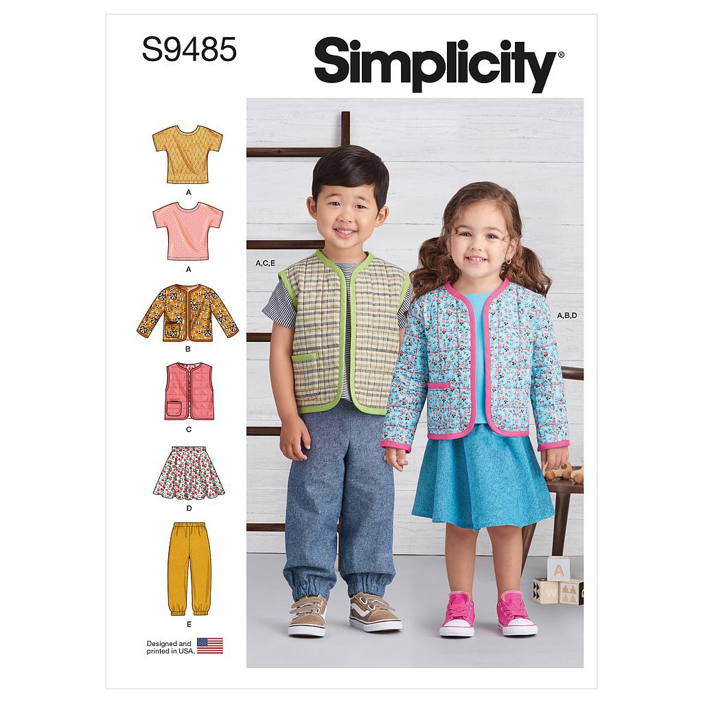 [S9485] Patron Simplicity 9485 - Haut en maille, Veste, Gilet, Jupe et Pantalon pour tout petits