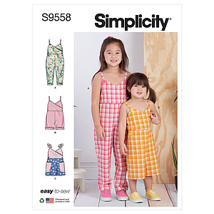 Patron Simplicity 9558 - Combinaison, Barboteuse et Jumper pour tout petits et pour enfants