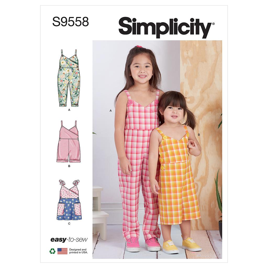 Patron Simplicity 9558 - Combinaison, Barboteuse et Jumper pour tout petits et pour enfants