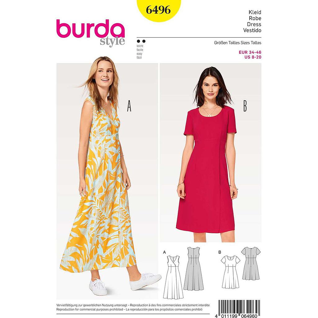 [B6496] Patron Burda 6496 - Robe du 36 au 48 FR