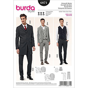 Patron Burda 6871 - Costume complet et gilet du 46 au 60 (FR)