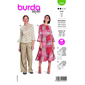 Patron Burda 5884-Blouse & robe