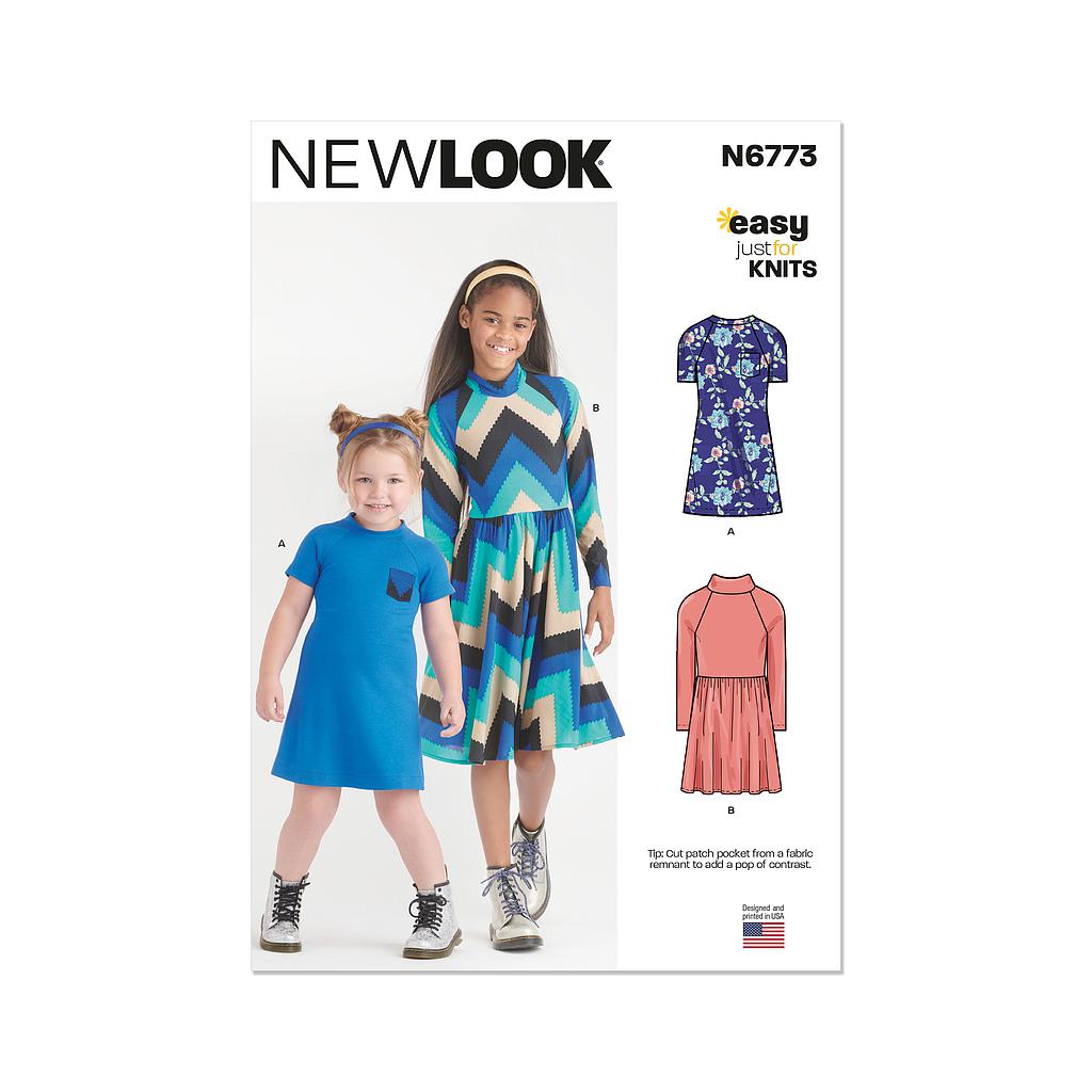 [NL6773] Patron New Look 6773 - Robe en tricot pour enfants du 3 au 14 ans
