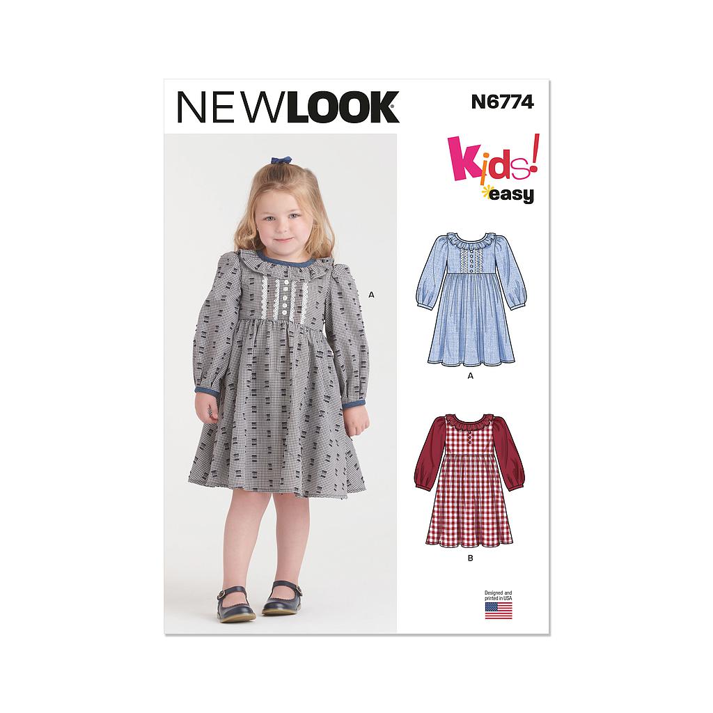 [NL6774#] Patron New Look 6774 -  Robe pour enfants du 3 au 8 ans#
