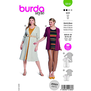 Patron Burda 5818 - Robe blouse Burda du 44 au 54 FR