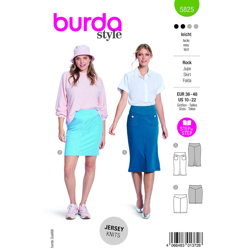 [B5825] Patron Burda 5825 - Jupe longueur genou du 36 au 48 FR