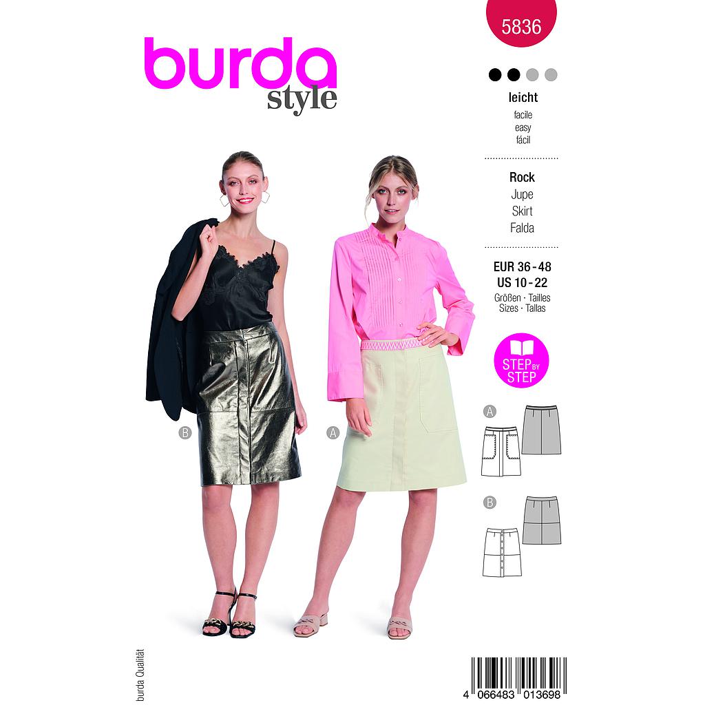 [B5836] Patron Burda 5836 - Jupe en jean du 36 au 48 FR