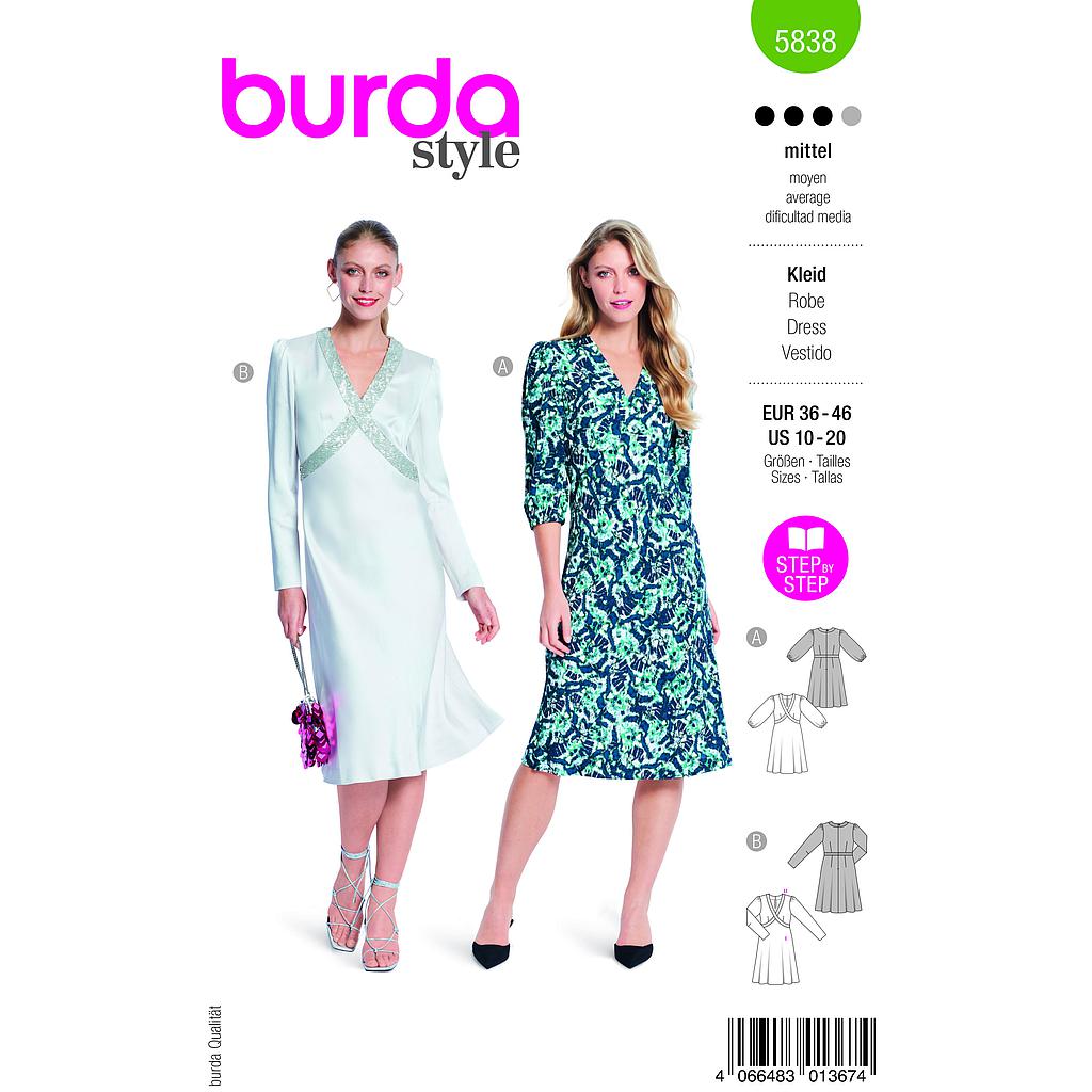 Patron Burda 5838 - Robe de rêve du 36 au 46 FR