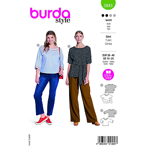 Patron Burda 5843 - T shirts col rond du 36 au 46 FR