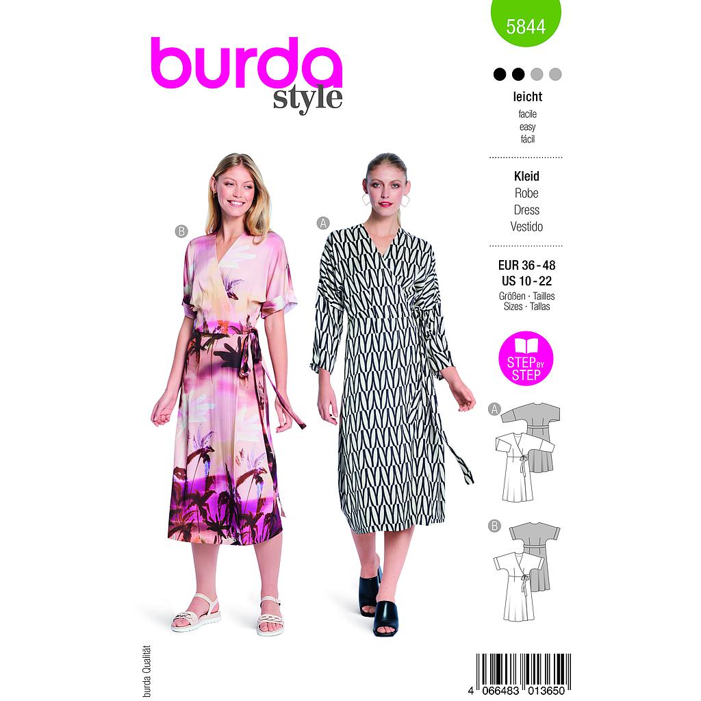 [B5844] Patron Burda 5844 - Robe portefeuille du 36 au 48 FR